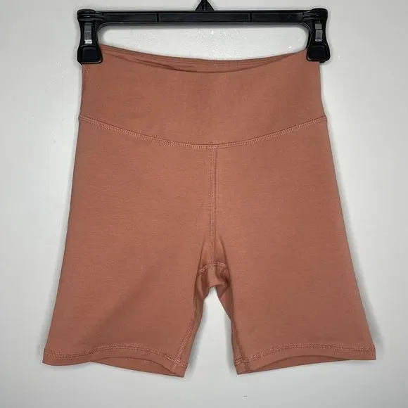 ‼️NWOT: MATE The Label Shorts Womens Large Bike Terracotta Stretch Organic - Picture 2 of 9